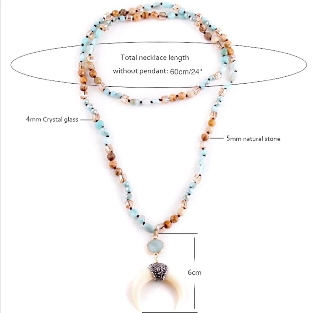 *LAST ONE* NEW IVORY Crescent Moon Boho Necklace - Picture 11 of 13